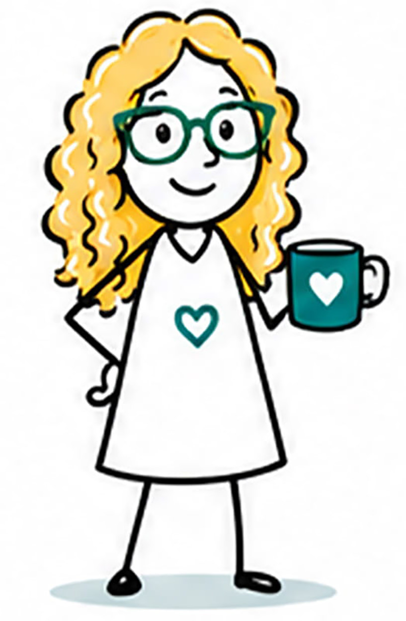 DIBUJO TERE CON UNA TAZA DE CAFE CONTACTO